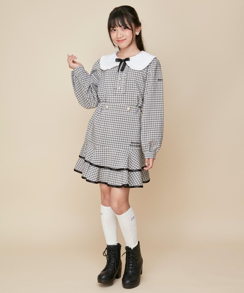 JENNI love（ジェニィラブ）の「【セットアップ対応】パールボタンティアードスカート（スカート・キッズ・ブラック/ベージュ・160cm/150cm/140cm/130cm）」の7枚目の写真