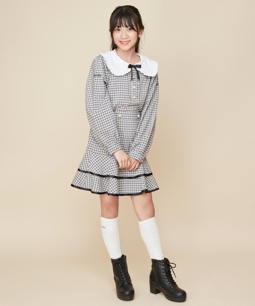 JENNI love（ジェニィラブ）の「【セットアップ対応】パールボタンティアードスカート（スカート・キッズ・ブラック/ベージュ・160cm/150cm/140cm/130cm）」の8枚目の写真