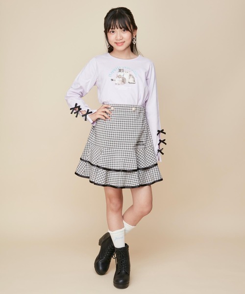 JENNI love（ジェニィラブ）の「【セットアップ対応】パールボタンティアードスカート（スカート・キッズ・ブラック/ベージュ・160cm/150cm/140cm/130cm）」の4枚目の写真