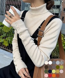 DISCOAT | 【着回し動画あり/全19色展開！】リブ袖口ボタンタートル《WEB限定カラーあり》(ニット/セーター)