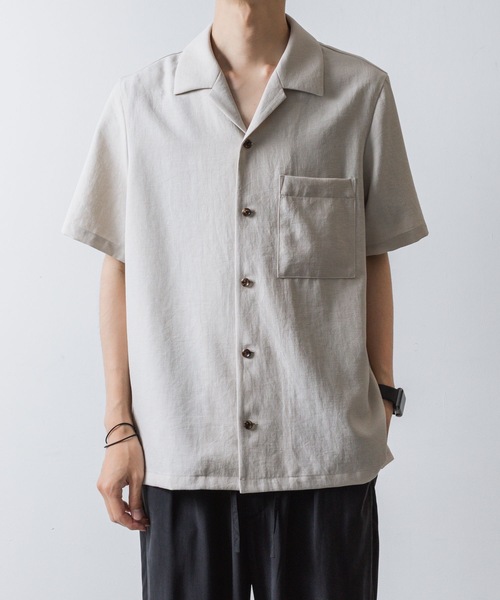 PE/CO/LI ツイル オープンカラー S/Sシャツ / PE/CO/LI TWILL OPEN