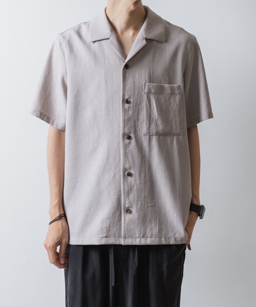 ATTACHMENT(アタッチメント)の「PE/CO/LI ツイル オープンカラー S/Sシャツ / PE/CO/LI TWILL OPEN COLLAR S/S SHIRT(シャツ/ブラウス・メンズ・ベージュ/ホワイト/ブラック/ライトピンク・1/2/3)」の4枚目の写真