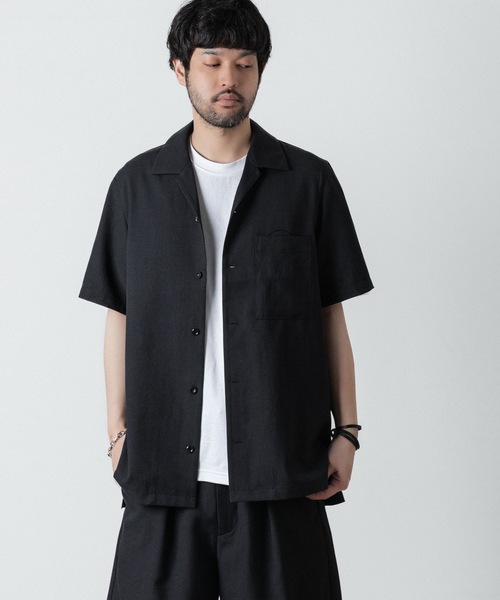 ATTACHMENT(アタッチメント)の「PE/CO/LI ツイル オープンカラー S/Sシャツ / PE/CO/LI TWILL OPEN COLLAR S/S SHIRT(シャツ/ブラウス・メンズ・ベージュ/ホワイト/ブラック/ライトピンク・1/2/3)」の3枚目の写真