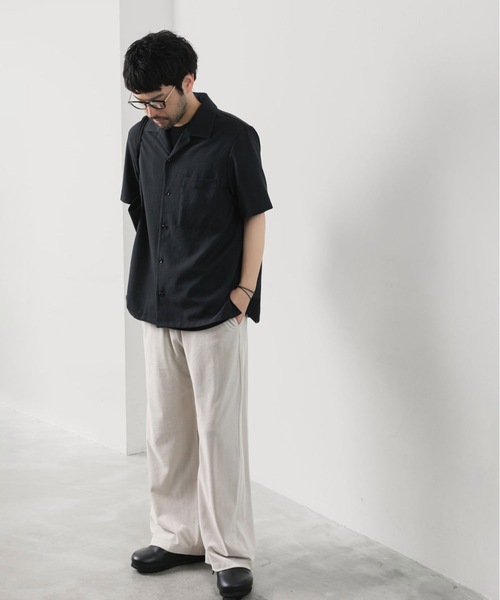 ATTACHMENT(アタッチメント)の「PE/CO/LI ツイル オープンカラー S/Sシャツ / PE/CO/LI TWILL OPEN COLLAR S/S SHIRT(シャツ/ブラウス・メンズ・ベージュ/ホワイト/ブラック/ライトピンク・1/2/3)」の6枚目の写真