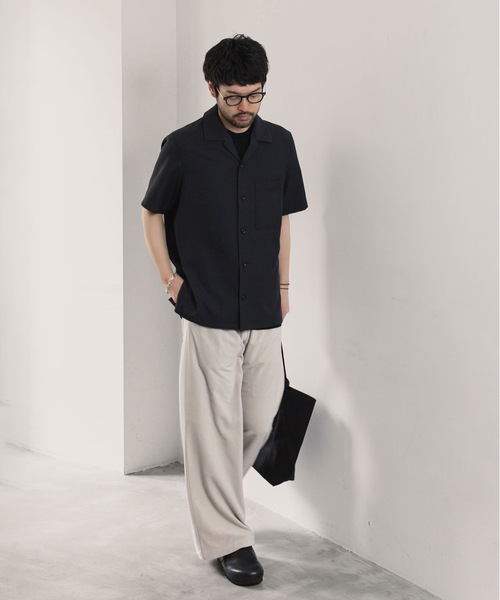 ATTACHMENT(アタッチメント)の「PE/CO/LI ツイル オープンカラー S/Sシャツ / PE/CO/LI TWILL OPEN COLLAR S/S SHIRT(シャツ/ブラウス・メンズ・ベージュ/ホワイト/ブラック/ライトピンク・1/2/3)」の7枚目の写真