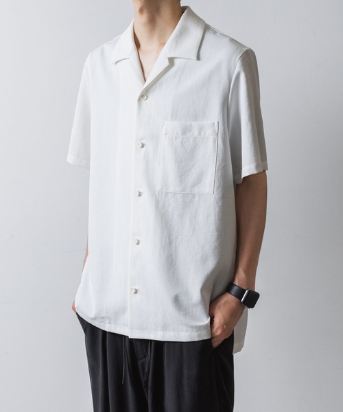ATTACHMENT(アタッチメント)の「PE/CO/LI ツイル オープンカラー S/Sシャツ / PE/CO/LI TWILL OPEN COLLAR S/S SHIRT(シャツ/ブラウス・メンズ・ベージュ/ホワイト/ブラック/ライトピンク・1/2/3)」の12枚目の写真