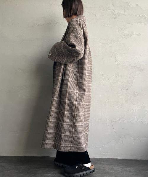 LE GLAZIK（ルグラジック）の「[LE GLAZIK/ル グラジック] ラムウールWフェイス ビッグカラーリバーコート（チェスターコート・レディース・ネイビー/ブラウン・36）」の21枚目の写真