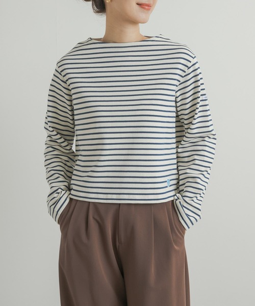 ORCIVAL（オーシバル）の「ORCIVAL　BOAT NECK LONG-SLEEVE CROPPED PULLOVER（Tシャツ/カットソー・レディース・ブルー系その他/ホワイト系その他/ブラック系その他・2）」の2枚目の写真