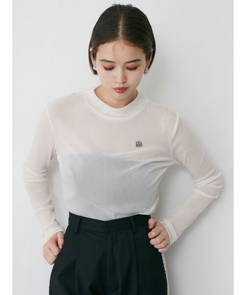 MURUA（ムルーア）の「フロッキーロゴプレートトップス（Tシャツ/カットソー・レディース・ブラック/ホワイト/ピンク・FREE）」の7枚目の写真