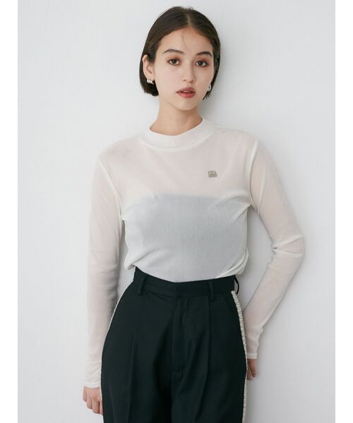 MURUA（ムルーア）の「フロッキーロゴプレートトップス（Tシャツ/カットソー・レディース・ブラック/ホワイト/ピンク・FREE）」の8枚目の写真