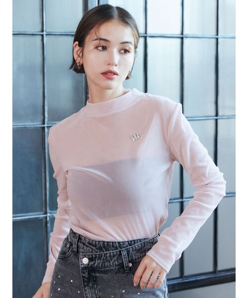 MURUA（ムルーア）の「フロッキーロゴプレートトップス（Tシャツ/カットソー・レディース・ブラック/ホワイト/ピンク・FREE）」の12枚目の写真