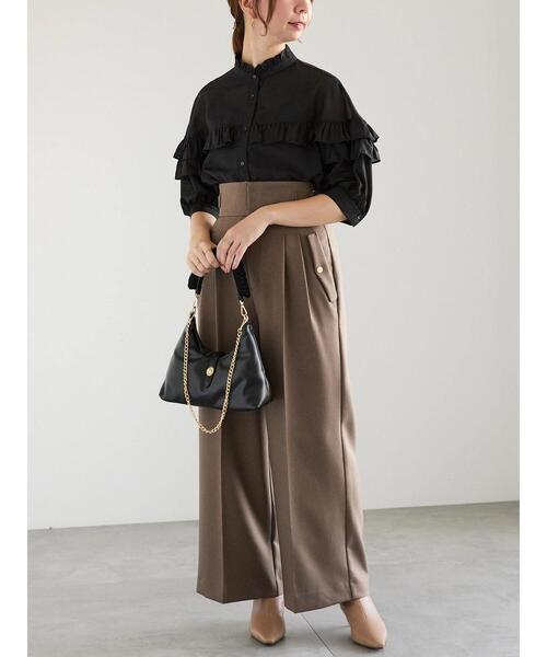 Te chichi（テチチ）の「フリルハンドルワンショルダーバッグ（ハンドバッグ・レディース・ブラック/ダークブラウン/オフホワイト・F）」の6枚目の写真