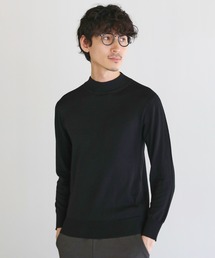 12Gウール混カシミヤタッチモックネックニット