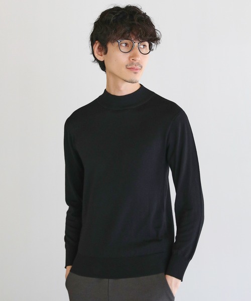 SPU（スプ）の「12Gウール混カシミヤタッチモックネックニット（ニット/セーター・メンズ・ブラック/チャコール/ホワイト・M/L/XL）」の2枚目の写真