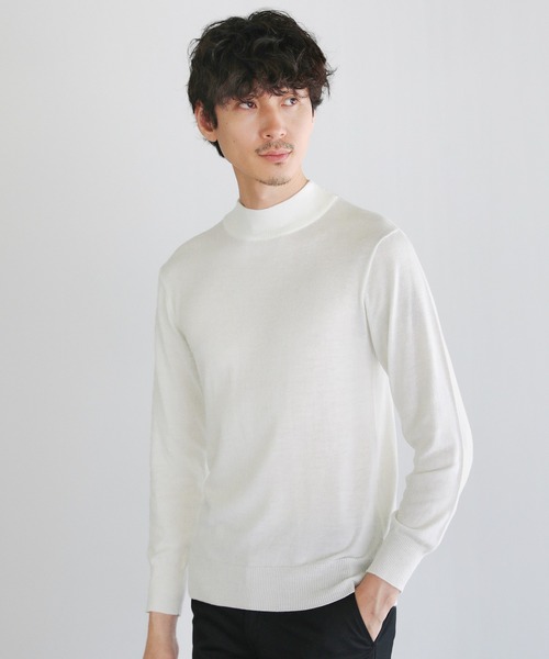 SPU（スプ）の「12Gウール混カシミヤタッチモックネックニット（ニット/セーター・メンズ・ブラック/チャコール/ホワイト・M/L/XL）」の15枚目の写真