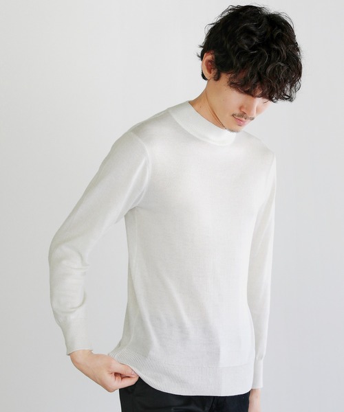 SPU（スプ）の「12Gウール混カシミヤタッチモックネックニット（ニット/セーター・メンズ・ブラック/チャコール/ホワイト・M/L/XL）」の16枚目の写真