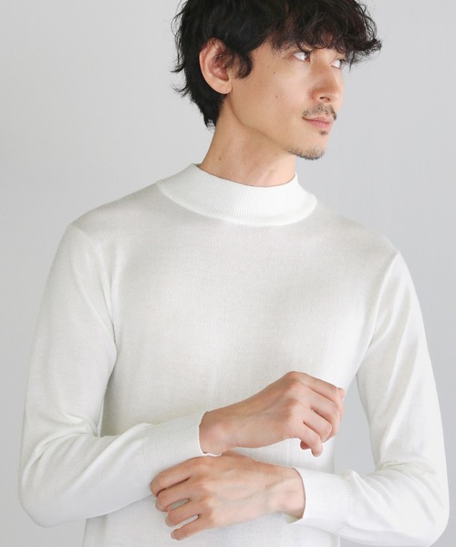 SPU（スプ）の「12Gウール混カシミヤタッチモックネックニット（ニット/セーター・メンズ・ブラック/チャコール/ホワイト・M/L/XL）」の17枚目の写真