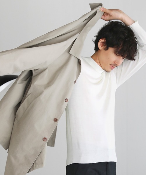 SPU（スプ）の「12Gウール混カシミヤタッチモックネックニット（ニット/セーター・メンズ・ブラック/チャコール/ホワイト・M/L/XL）」の19枚目の写真