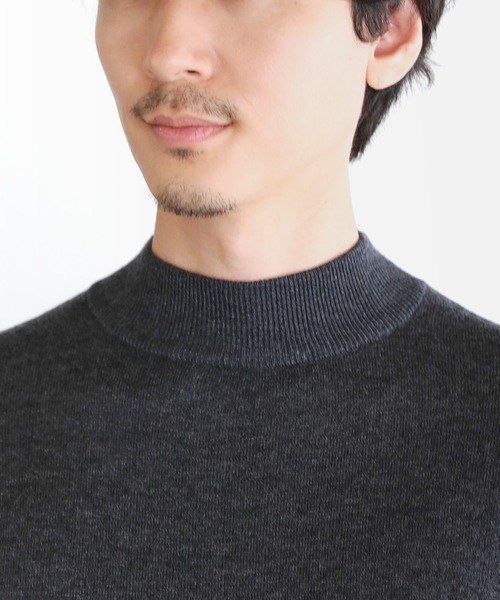 SPU（スプ）の「12Gウール混カシミヤタッチモックネックニット（ニット/セーター・メンズ・ブラック/チャコール/ホワイト・M/L/XL）」の7枚目の写真
