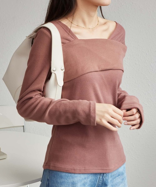 MAISON DE THERESE(メゾン ド テレーズ)の「チュール切り替え オフショルダー長袖Tシャツ(Tシャツ/カットソー・レディース・ブラック/ベージュ/モカ・M)」の9枚目の写真