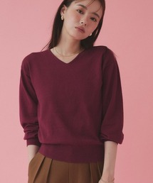 洗えるふんわりVネックカシミヤタッチニット