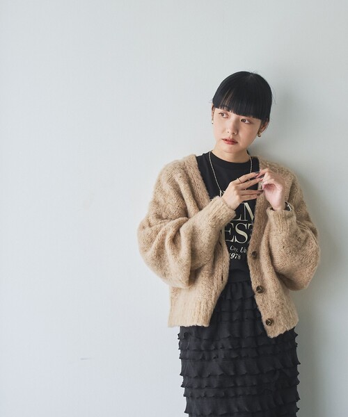 coen（コーエン）の「メランジ起毛ショートニットカーディガン（カーディガン/ボレロ・レディース・ライトグレー/ベージュ/コバルトブルー・FREE）」の6枚目の写真