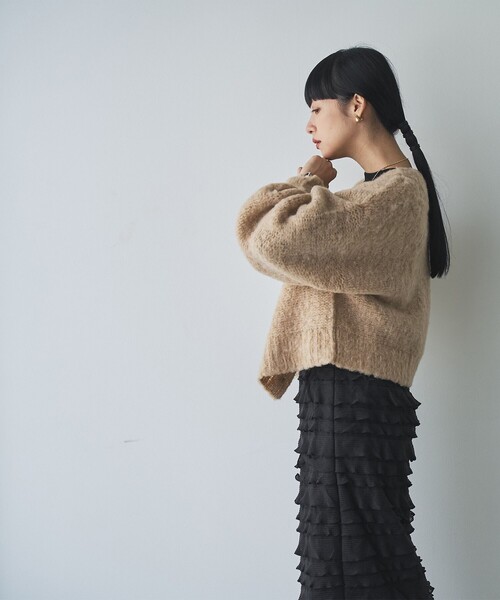 coen（コーエン）の「メランジ起毛ショートニットカーディガン（カーディガン/ボレロ・レディース・ライトグレー/ベージュ/コバルトブルー・FREE）」の8枚目の写真