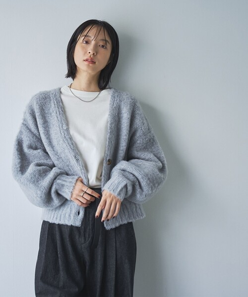 coen（コーエン）の「メランジ起毛ショートニットカーディガン（カーディガン/ボレロ・レディース・ライトグレー/ベージュ/コバルトブルー・FREE）」の15枚目の写真