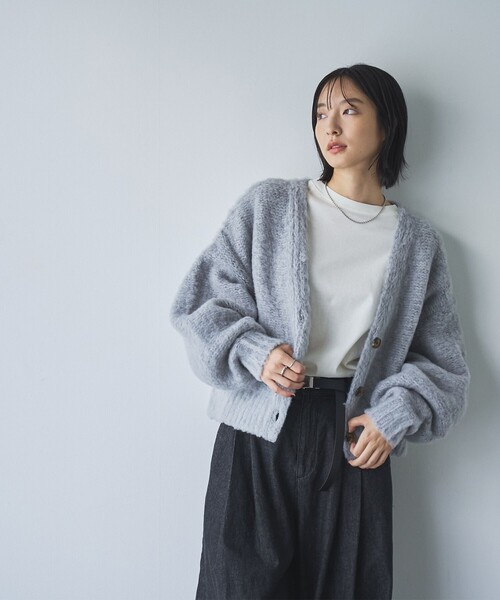 coen（コーエン）の「メランジ起毛ショートニットカーディガン（カーディガン/ボレロ・レディース・ライトグレー/ベージュ/コバルトブルー・FREE）」の16枚目の写真