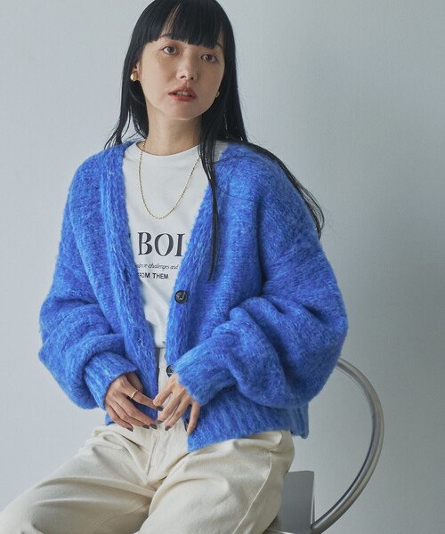 coen（コーエン）の「メランジ起毛ショートニットカーディガン（カーディガン/ボレロ・レディース・ライトグレー/ベージュ/コバルトブルー・FREE）」の22枚目の写真