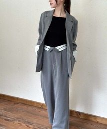 TRツイルウエスト折り返しタックワイドパンツ
