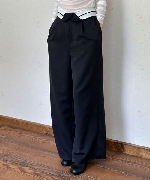 Per sist ence(パーシエンス)の「TRツイルウエスト折り返しタックワイドパンツ(その他パンツ・レディース・ブラック/グレイッシュベージュ/ベージュ系/グレー/チャコールグレー・FREE)」の2枚目の写真