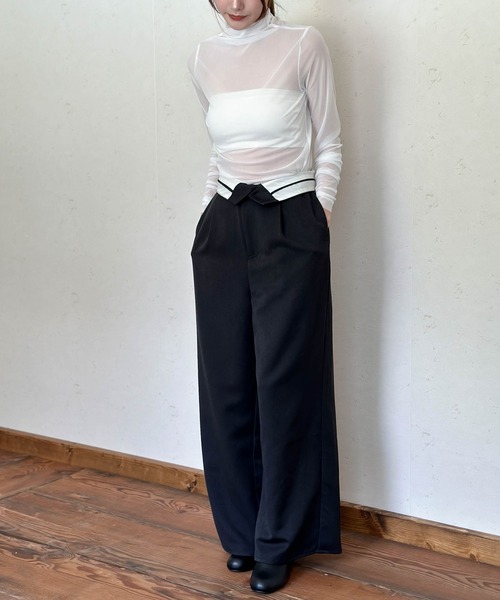Per sist ence(パーシエンス)の「TRツイルウエスト折り返しタックワイドパンツ(その他パンツ・レディース・ブラック/グレイッシュベージュ/ベージュ系/グレー/チャコールグレー・FREE)」の22枚目の写真
