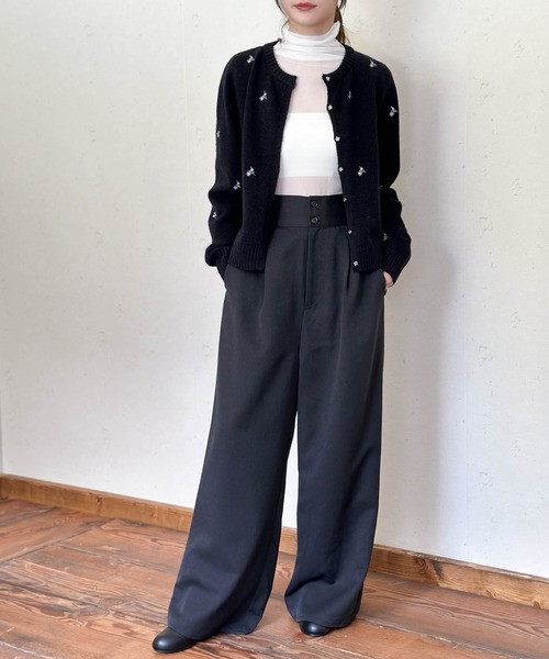 Per sist ence(パーシエンス)の「TRツイルウエスト折り返しタックワイドパンツ(その他パンツ・レディース・ブラック/グレイッシュベージュ/ベージュ系/グレー/チャコールグレー・FREE)」の6枚目の写真