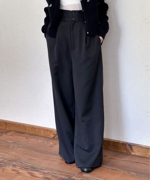 Per sist ence(パーシエンス)の「TRツイルウエスト折り返しタックワイドパンツ(その他パンツ・レディース・ブラック/グレイッシュベージュ/ベージュ系/グレー/チャコールグレー・FREE)」の8枚目の写真