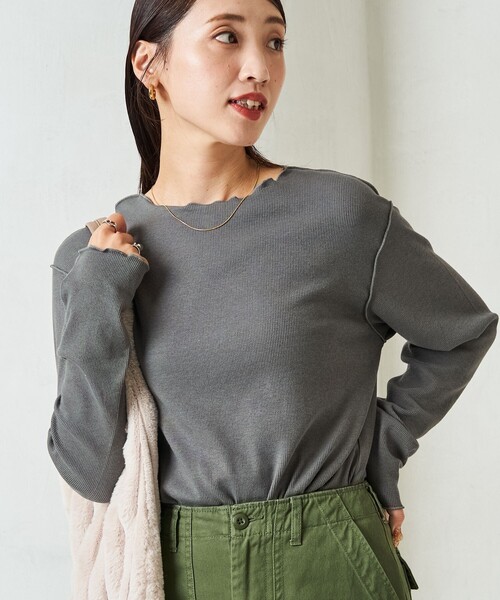 FREAK'S STORE(フリークスストア)の「限定展開 Ginger メロー ロングスリーブ トップス(抗菌防臭・吸湿発熱)(Tシャツ/カットソー・レディース・オフホワイト/グレー/ブルー/ブラック/ベージュ/ブラウン/レッド・フリ-)」の3枚目の写真