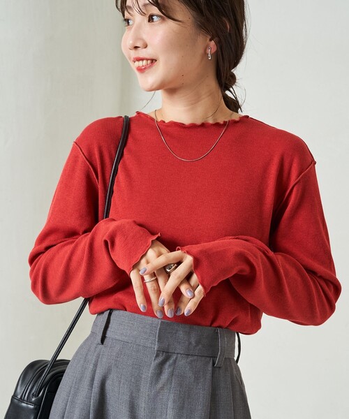 ひびきHネック袖リブロングチェスト極暖RED起毛5ｘ3ｍｍSDオーダー料込 セール】限定展開 Ginger メロー ロングスリーブ トップス（抗菌防臭