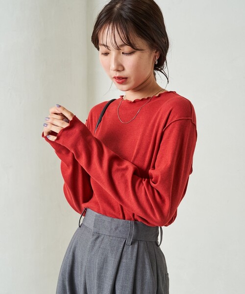 FREAK'S STORE(フリークスストア)の「限定展開 Ginger メロー ロングスリーブ トップス(抗菌防臭・吸湿発熱)(Tシャツ/カットソー・レディース・オフホワイト/グレー/ブルー/ブラック/ベージュ/ブラウン/レッド・フリ-)」の10枚目の写真