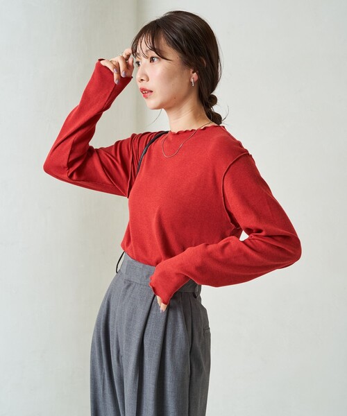 FREAK'S STORE(フリークスストア)の「限定展開 Ginger メロー ロングスリーブ トップス(抗菌防臭・吸湿発熱)(Tシャツ/カットソー・レディース・オフホワイト/グレー/ブルー/ブラック/ベージュ/ブラウン/レッド・フリ-)」の11枚目の写真