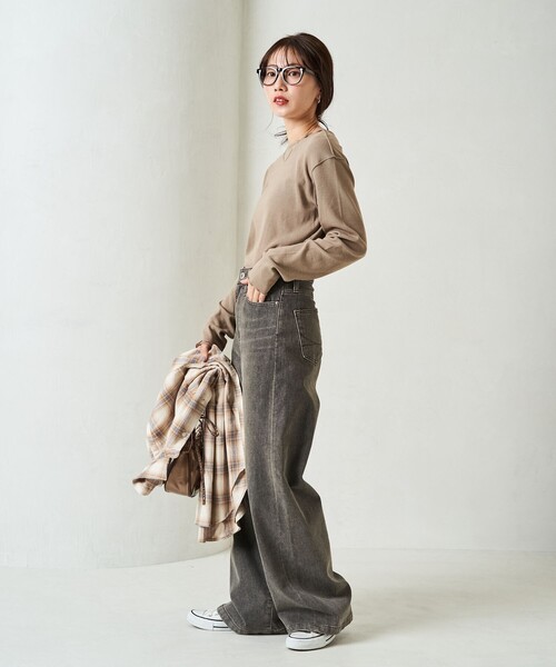 FREAK'S STORE(フリークスストア)の「限定展開 Ginger メロー ロングスリーブ トップス(抗菌防臭・吸湿発熱)(Tシャツ/カットソー・レディース・オフホワイト/グレー/ブルー/ブラック/ベージュ/ブラウン/レッド・フリ-)」の15枚目の写真