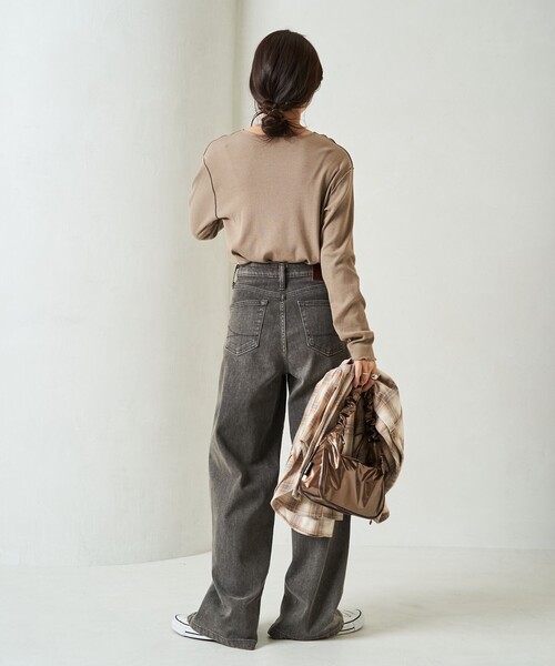 FREAK'S STORE(フリークスストア)の「限定展開 Ginger メロー ロングスリーブ トップス(抗菌防臭・吸湿発熱)(Tシャツ/カットソー・レディース・オフホワイト/グレー/ブルー/ブラック/ベージュ/ブラウン/レッド・フリ-)」の17枚目の写真