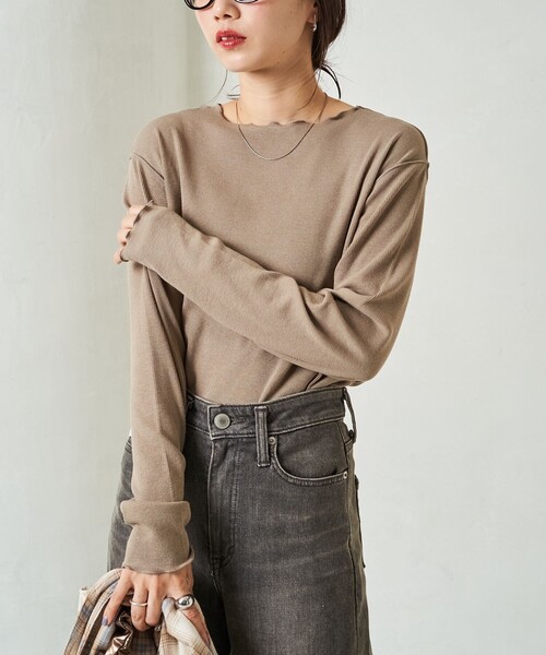 FREAK'S STORE(フリークスストア)の「限定展開 Ginger メロー ロングスリーブ トップス(抗菌防臭・吸湿発熱)(Tシャツ/カットソー・レディース・オフホワイト/グレー/ブルー/ブラック/ベージュ/ブラウン/レッド・フリ-)」の20枚目の写真