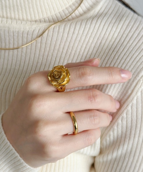 sowang(ソワン)の「ステンレス/メタルローズリング-stainless metal rose ring-(リング・レディース・シルバー/ゴールド・FREE)」の13枚目の写真