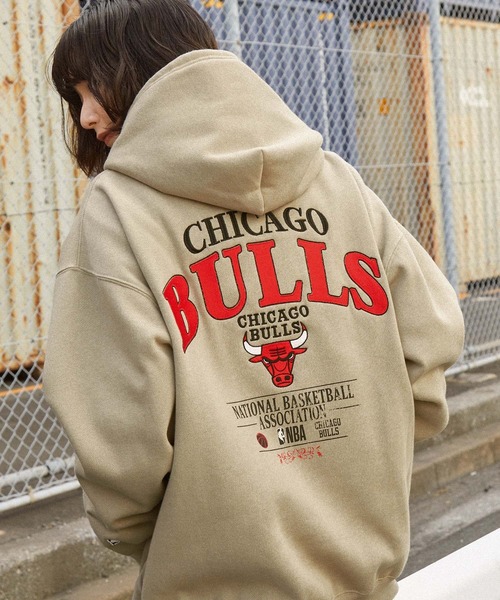 NBA/エヌビーエー 別注 ロゴ刺繍/プリント ヴィンテージライクビッグシルエットプルオーバーパーカー