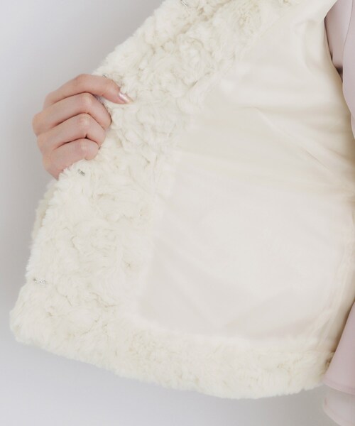 セール】パール調フェイクファーショートジャケット【洗濯機洗い可