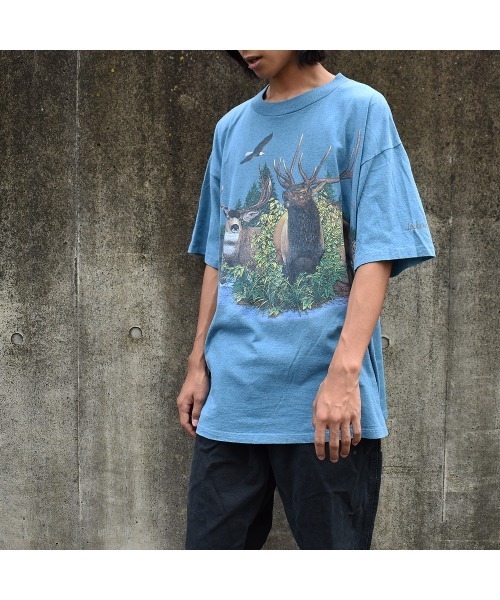 VINTAGE（ヴィンテージ）の「【ヴィンテージ古着】90’s HAVITAT ジャクソンホール アニマルプリントTシャツ USA製（Tシャツ/カットソー・メンズ・ブルー・X-LARGE）」の10枚目の写真
