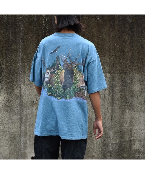 VINTAGE（ヴィンテージ）の「【ヴィンテージ古着】90’s HAVITAT ジャクソンホール アニマルプリントTシャツ USA製（Tシャツ/カットソー・メンズ・ブルー・X-LARGE）」の11枚目の写真