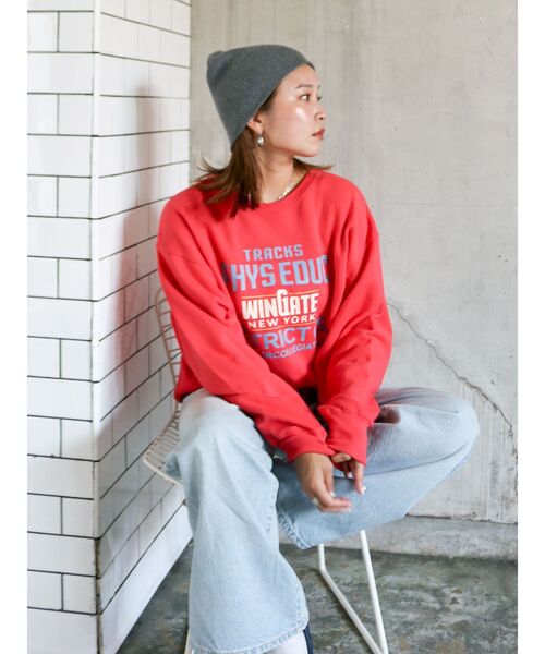 新品未使用☆アングリッド　ヴィンテージカラーロゴスウェット　レッド　L セール】【UNISEX/ユニセックス】ヴィンテージカラーロゴ