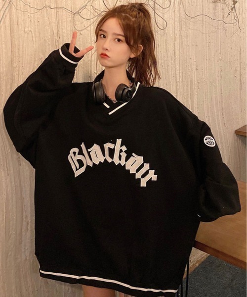 kirakiraShop(キラキラショップ)の「裏起毛 ビッグ シルエット スウェット トップス(スウェット・レディース・ネイビー/ブラック・M/L)」の6枚目の写真