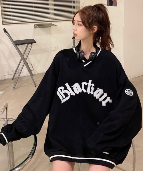 kirakiraShop(キラキラショップ)の「裏起毛 ビッグ シルエット スウェット トップス(スウェット・レディース・ネイビー/ブラック・M/L)」の14枚目の写真